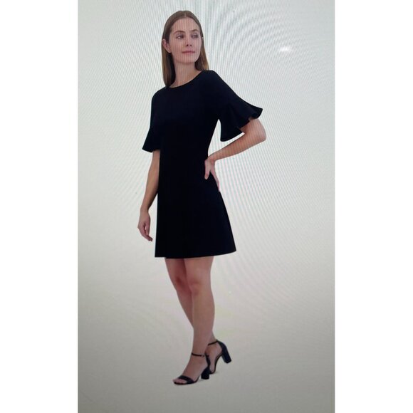 Jessica H Black Bell Sleeve Dress Size 14 94% Polyester 6% Spandex - Picture 4 of 16